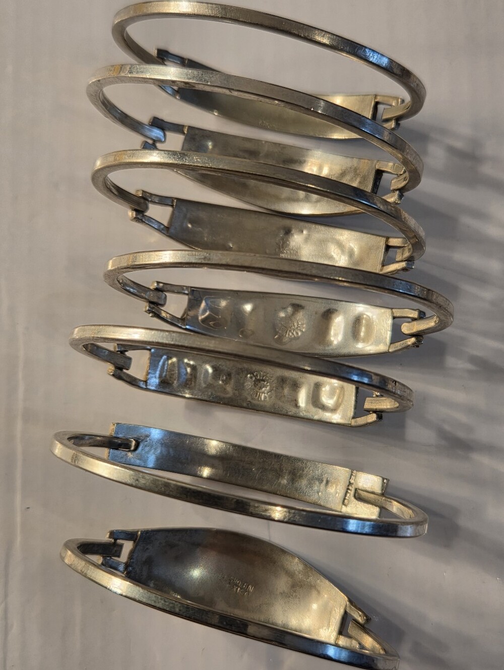 Sterling Silver Filled  Blue and Teal Inlay Bangle Bracelet - Picture 6 of 16